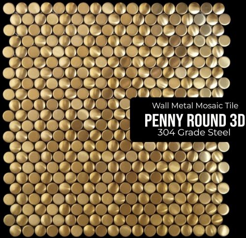 Penny Round 3d Stainless Steel Gold Mosaic Tile