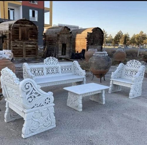 Non Polished Marble Stone Sofa Set 16x38x38inch, 40x30inch