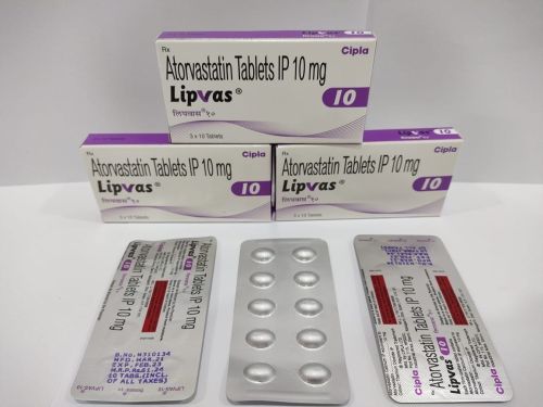 10 Mg Lipvas Atorvastatin Tablets, Packaging Type : Strip