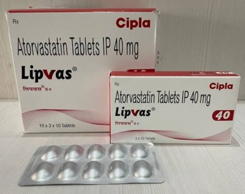 40 Mg Lipvas Atorvastatin Tablets, Packaging Type : Strips