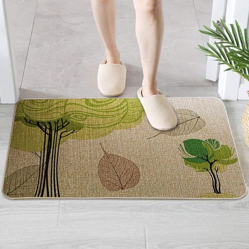 Printed Jute Surface Anti-slip Rubber Mat Decorative Doormat