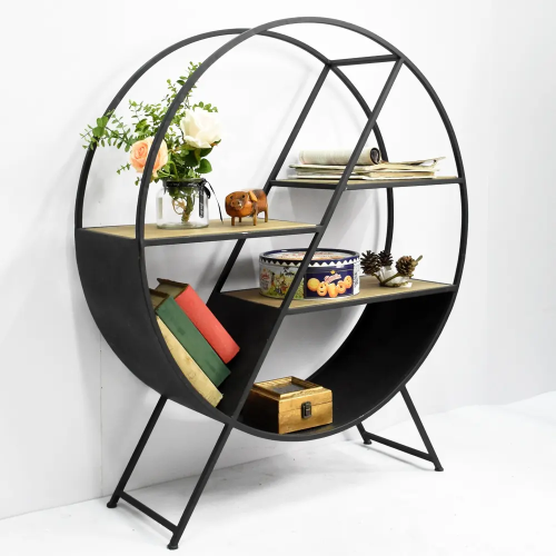 Startherm Engineers Powder Coating Iron Round Table, Color : Black