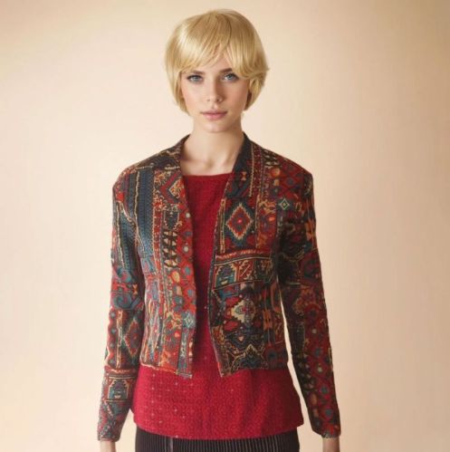 Printed Short Red Embroidered Work Jacket Daily Wear, Party Wear