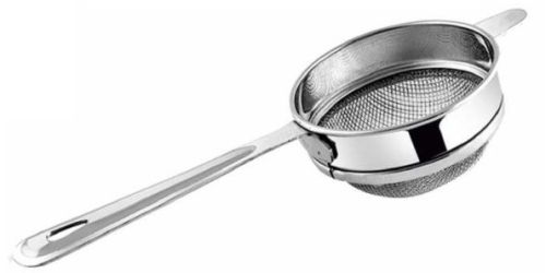 Polished Silver Stainless Steel Handle Tea Strainer