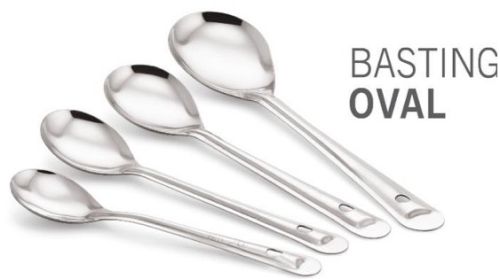 Polished Stainless Steel Basting Oval Serving Spoon, Color : Silver