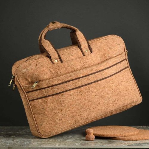 Plain Personalized Compact Vegan Cork Leather Laptop, Color : Brown