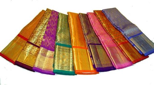 Printed Kanchipuram Silk Saree, Color : Multicolor