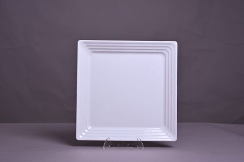 Plain Polished Ceramic Square Platter 14 Inch, Color : White