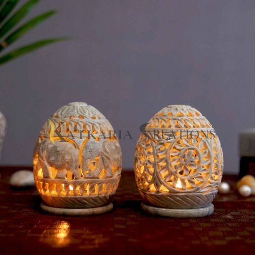 Polished Soapstone Tea Light Holders