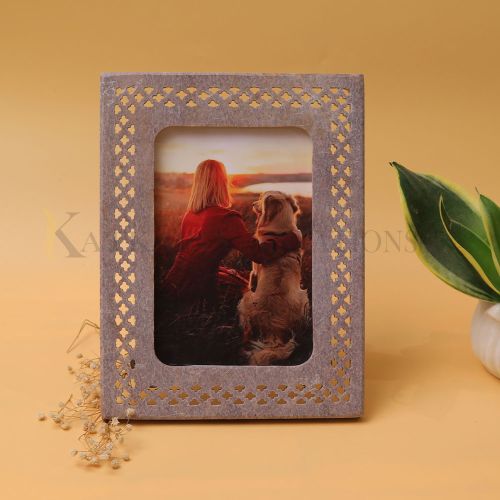 Polished Handmade Soapstone Photo Frame, Color : Grey