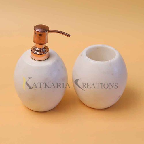 Katkaria Creations Plain Marble Bathroom Sets, Color : White