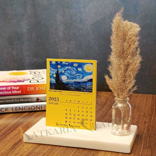 Printed Paper Marble Mini Desk Calendar Small