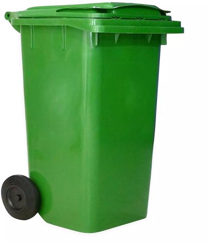 SALH Wheeled HDPE Plastic Dustbins, Color : Green for Outdoor Trash