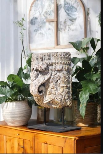 Carved Wooden Decor Elephant Trunk Inspired Sculpture