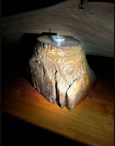 Wooden Block Candle Holder For Decoration, Color : Rustic Brown