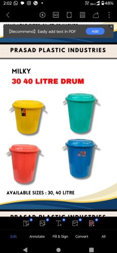 Plastic Storage Drum, Color : Blue, Green, Red, Yellow