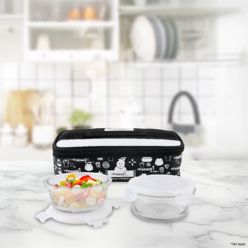 Non Polished Glass Container 400 ML Lunch Box, Color : Multicolor