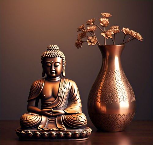 Buddha Copper Statue Traditional Medium for Home Decor