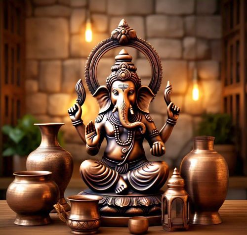 Ganesha Copper Statue for Home Decor