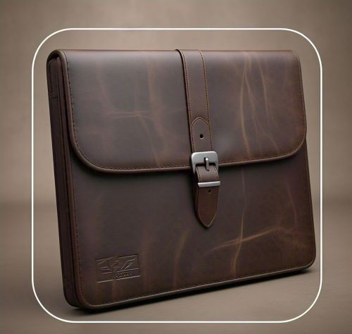 Leather Briefcase Bag, Color : Brown