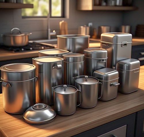 Metal Container, Color : Silver