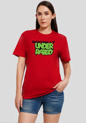 Socially Underrated Red Printed T-shirt