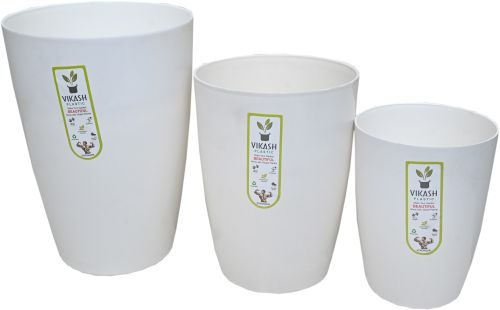 Plain Polished Plastic Premium White Tower Planter