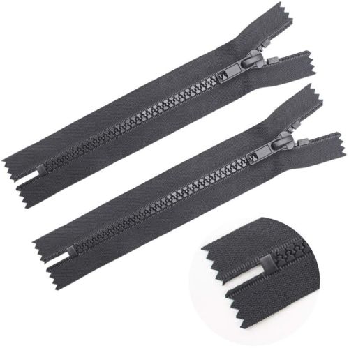 Non Polished Close End Plastic Zippers, Color : Black for Garments