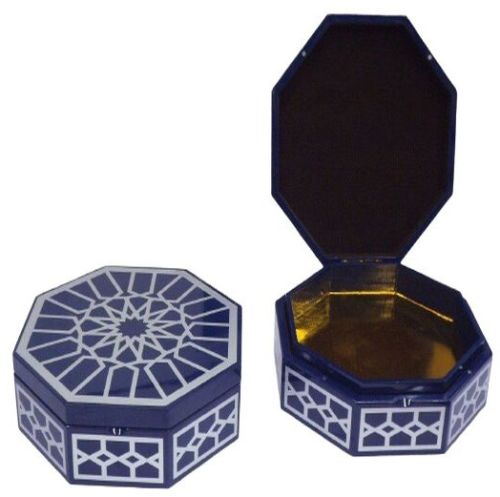 Blue Print Hex Wooden Box for Gift Purpose Use