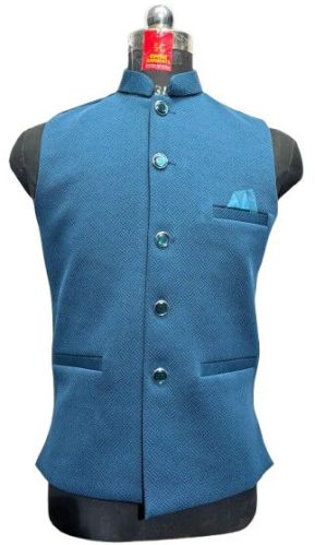 Men Navy Blue Twill Waist Coat Casual Wear, Party Wear