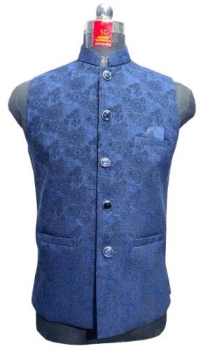 Shining Sky Blue Partywear Waistcoat Jacket, Gender : Male