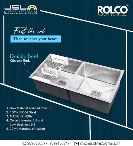 Hand Made SS 304 Kitchen Sink, Color : Grey, Certification : SS304