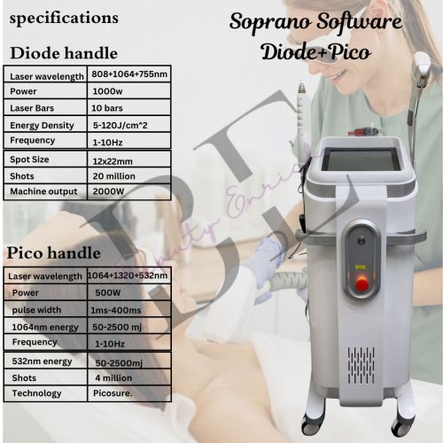 ABS Electric Semi Automatic Soprano Diode Plus Pico Laser Machine