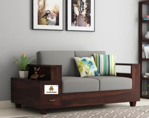 Wooden Palm Sheesham Wood Solid Maharaja 2 Seater Sofa With Storage