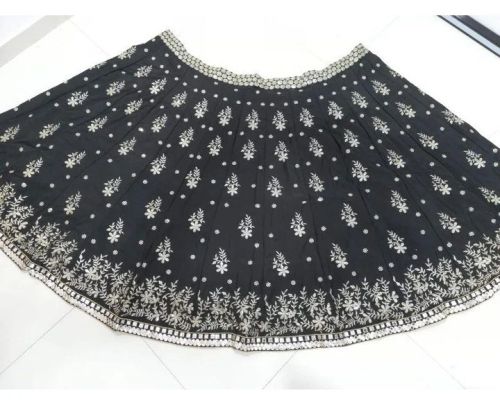 Black Colored French Silk Lehenga Choli Semi-stitched (Up To 42)