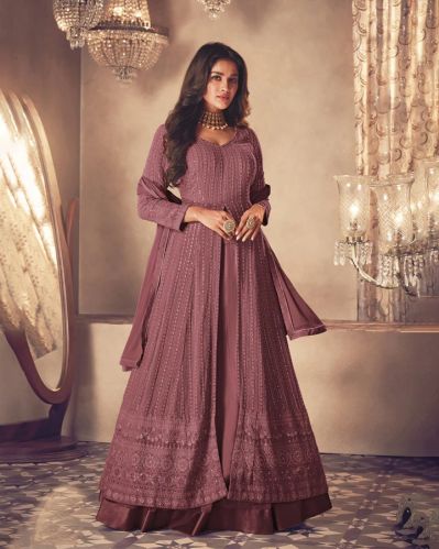 Embroidered Georgette Long Anarkali Suit for Women