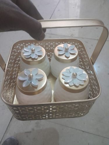 Metal Dry Fruits Jar With Hamper Basket