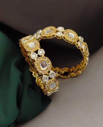 Exquisite Kundan Gold Plated Bangles 2.6 For Women