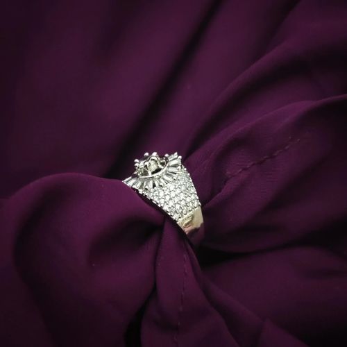 Sparkling Cz Adjustable Finger Ring For Stylish Women