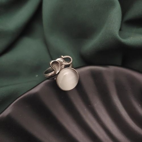 Stylish Silver Elephant Design Ring For Women