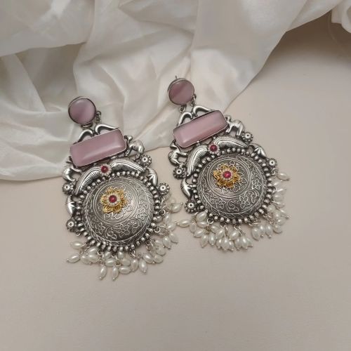 Glamaya Brass Women Silver Replica Danglers Earring