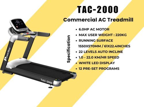 Fitness Hubx Commercial Treadmill TAC 2000, Color : Black