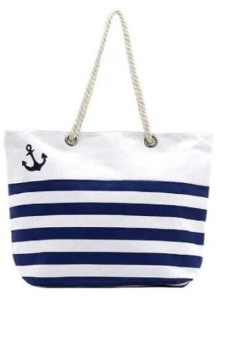 White Color Rope Handle Cotton Canvas Beach Bag