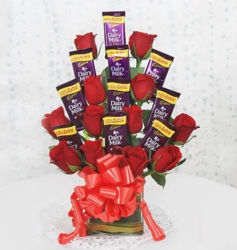 Chocolates Red Roses Gift Set, Color : Assorted (Chocolates)