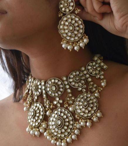 Rajwada Elegance Pearl Choker Set With Maangtika And Earrings