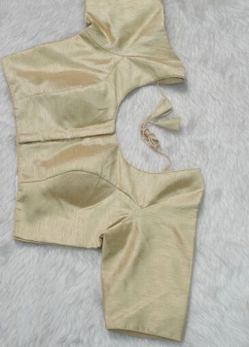 Plain Cotton Silk Beige Readymade Blouse