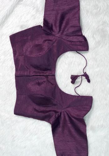 Plain Cotton Silk Dark Purple Readymade Blouse