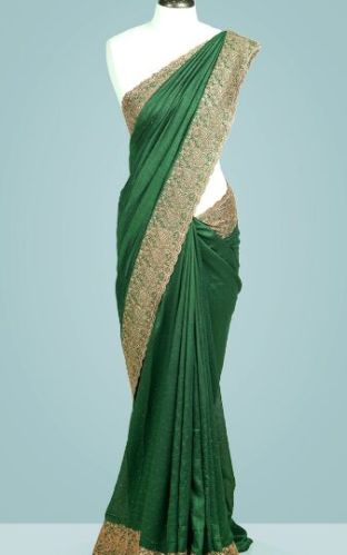 Designer Kale Green Viscose Silk Saree