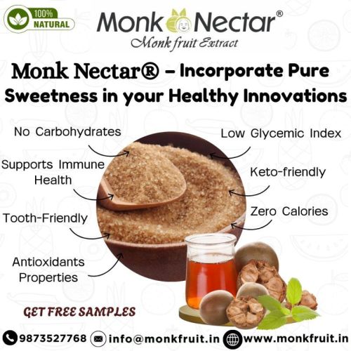 Organic Monk Fruit Sweetener, Color : Brown, Form : Powder