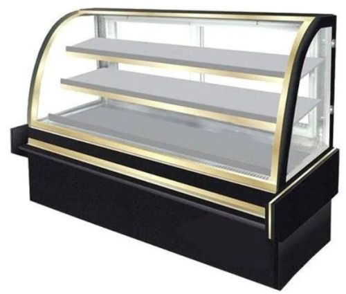 Curved Glass Display Counter Black for Restaurant
